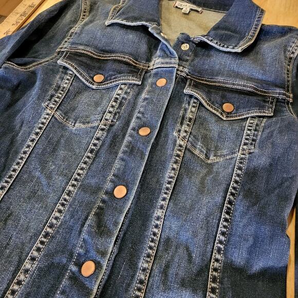 Dear John Denim Snap Front Collared Long Sleeve Jean Dress Pockets Small - Picture 7 of 12